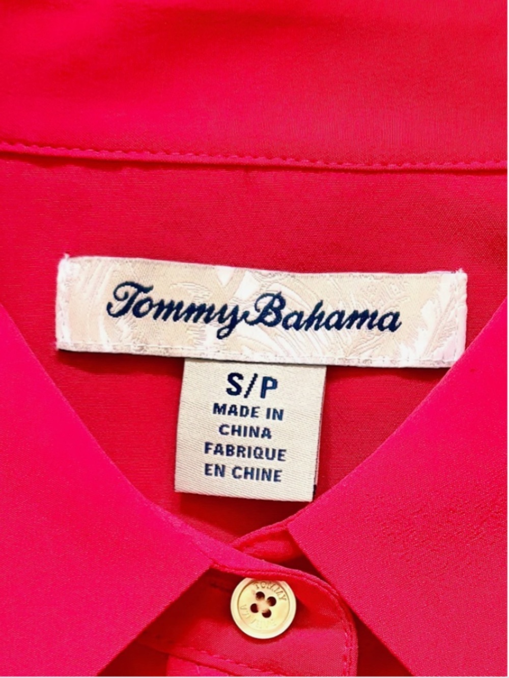 Tommy Bahama Hot Pink 100% Silk Button Front Shirt Size S/P - Picture 3 of 5